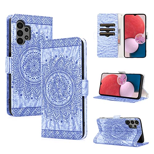 CASAFUNY Handyhülle für Samsung Galaxy A13 Hülle, PU Lederhülle Flip Wallet Case für Samsung A13, Magnetische Schutzhülle mit Kartenfächern Ledertasche Klapphülle für Samsung Galaxy A13, Blau von CASAFUNY