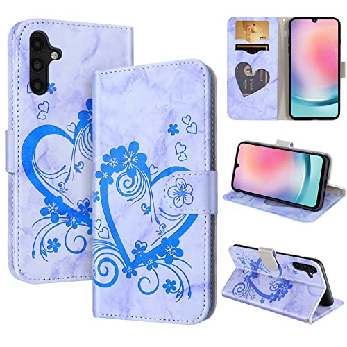 CASAFUNY Handyhülle für Samsung Galaxy A24 Hülle Tasche PU Leder Flip Case Brieftasche Kartenfach Klapphülle Handytasche Case Schutzhülle für Samsung Galaxy A24, Blau von CASAFUNY