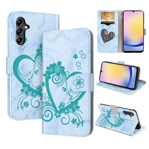CASAFUNY Handyhülle für Samsung Galaxy A25 5G Hülle Tasche PU Leder Flip Case Brieftasche Kartenfach Klapphülle Handytasche Case Schutzhülle für Samsung Galaxy A25, Grün von CASAFUNY