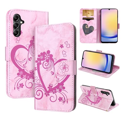 CASAFUNY Handyhülle für Samsung Galaxy A25 5G Hülle Tasche PU Leder Flip Case Brieftasche Kartenfach Klapphülle Handytasche Case Schutzhülle für Samsung Galaxy A25, Rosa von CASAFUNY
