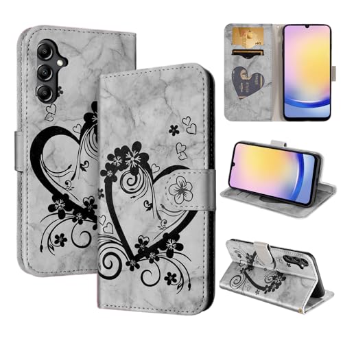 CASAFUNY Handyhülle für Samsung Galaxy A25 5G Hülle Tasche PU Leder Flip Case Brieftasche Kartenfach Klapphülle Handytasche Case Schutzhülle für Samsung Galaxy A25, Schwarz von CASAFUNY