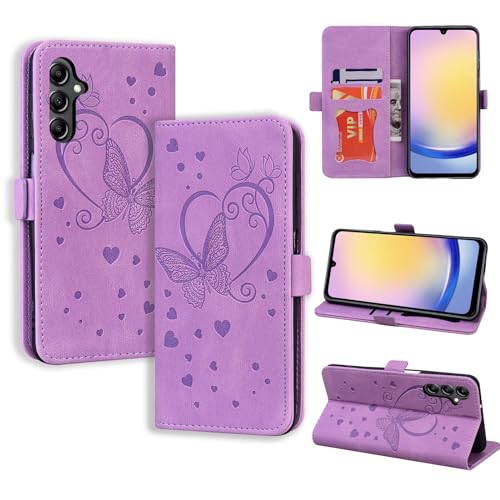 CASAFUNY Handyhülle für Samsung Galaxy A25 Hülle, PU Leder Tasche Cover mit Kartenfach Flip Case Magnetisch Klapphülle Schutzhülle für Samsung Galaxy A25 5G, Violett von CASAFUNY