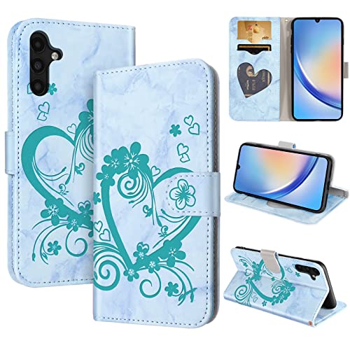 CASAFUNY Handyhülle für Samsung Galaxy A34 Hülle Tasche PU Leder Flip Case Brieftasche Kartenfach Klapphülle Handytasche Case Schutzhülle für Samsung Galaxy A34 5G, Grün von CASAFUNY