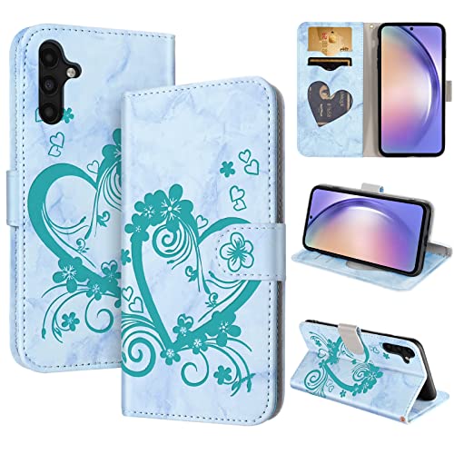 CASAFUNY Handyhülle für Samsung Galaxy A54 Hülle Tasche PU Leder Flip Case Brieftasche Kartenfach Klapphülle Handytasche Case Schutzhülle für Samsung Galaxy A54 5G, Grün von CASAFUNY