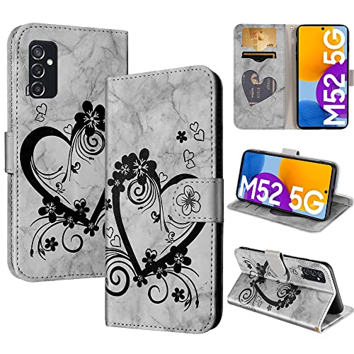 CASAFUNY Handyhülle für Samsung Galaxy M52 5G, Samsung M52 5G Hülle, PU Leder Tasche Cover mit Kartenfach Flip Case Magnetisch Klapphülle Schutzhülle für Samsung Galaxy M52 5G, Schwarz von CASAFUNY