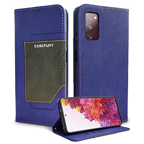 CASAFUNY Handyhülle für Samsung Galaxy S20 FE Hülle, Premium Leder Flip Schutzhülle Magnetverschluss Klapphülle Cover Stoßfeste Case mit Kartenfäch & Kickstand für Samsung Galaxy S20 FE 5G/4G, Blau von CASAFUNY