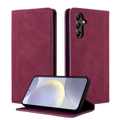 CASAFUNY Handyhülle für Samsung Galaxy S24 Plus Hülle Leder Flip Wallet Stoßfeste Case Klapphülle für Samsung S24 Plus 5G Tasche Kartensteckplätzen Schutzhülle für Samsung Galaxy S24 Plus 5G, Rosarot von CASAFUNY