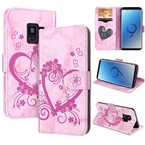 CASAFUNY Handyhülle für Samsung Galaxy S9 Hülle Tasche PU Leder Flip Case Brieftasche Kartenfach Klapphülle Handytasche Case Schutzhülle für Samsung Galaxy S9, Rosa von CASAFUNY