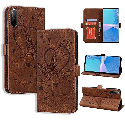 CASAFUNY Handyhülle für Sony Xperia 10 III 5G Hülle, PU Leder Tasche Cover mit Kartenfach Geld Slot Ständer Flip Case Magnetisch Klapphülle Schutzhülle für Sony Xperia 10 III, Braun von CASAFUNY