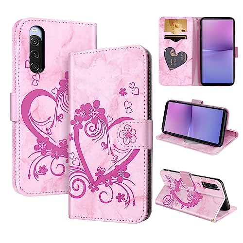 CASAFUNY Handyhülle für Sony Xperia 10 V Hülle Tasche PU Leder Flip Case Brieftasche Kartenfach Klapphülle Handytasche Case Schutzhülle für Sony Xperia 10 V, Rosa von CASAFUNY