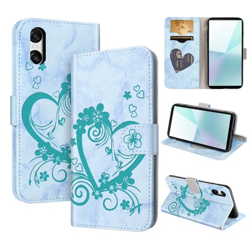 CASAFUNY Handyhülle für Sony Xperia 10 VI Hülle PU Leder Flip Case Brieftasche Wallet Kartenfach Klapphülle für Sony Xperia 10 VI Handytasche Case Schutzhülle für Sony Xperia 10 VI Lederhülle, Grün von CASAFUNY