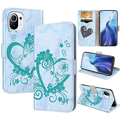 CASAFUNY Handyhülle für Xiaomi 11 Lite 5G NE/Xiaomi Mi 11 Lite 5G / Mi 11 Lite 4G Hülle Tasche PU Leder Flip Case Brieftasche Kartenfach Klapphülle Handytasche Case Schutzhülle, Grün von CASAFUNY