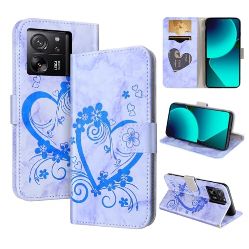 CASAFUNY Handyhülle für Xiaomi 13T/Xiaomi 13T Pro Hülle Tasche PU Leder Flip Case Brieftasche Kartenfach Klapphülle Handytasche Case Schutzhülle für Xiaomi Mi 13T/13T Pro, Blau von CASAFUNY