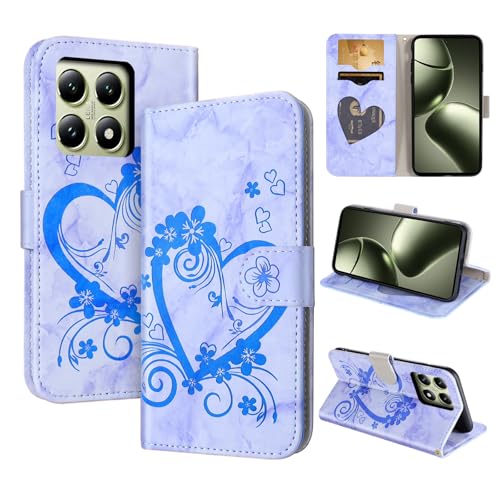 CASAFUNY Handyhülle für Xiaomi 14T 5G Hülle Tasche PU Leder Flip Case Xiaomi 14T Brieftasche Kartenfach Klapp hülle Handytasche Case Schutzhülle für Xiaomi Mi 14T - Blau von CASAFUNY