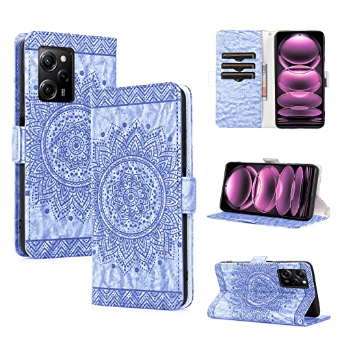 CASAFUNY Handyhülle für Xiaomi Poco X5 /Xiaomi Redmi Note 12 5G Hülle, PU Lederhülle Flip Wallet Case Magnetische Schutzhülle Ledertasche Klapphülle für Redmi Note 12/ Xiaomi Poco X5, Blau von CASAFUNY