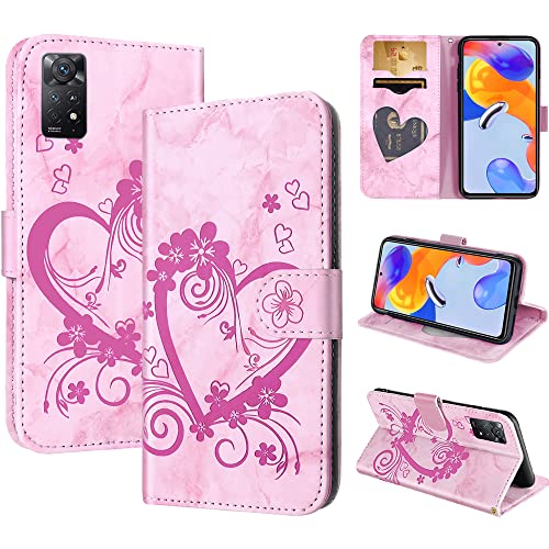 CASAFUNY Handyhülle für Xiaomi Redmi Note 11 Pro/Note 11 Pro 5G, Hülle Tasche PU Leder Flip Case Brieftasche Kartenfach Klapphülle Handytasche Case Schutzhülle für Redmi Note 11 Pro/11Pro 5G, Rosa von CASAFUNY