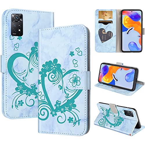 CASAFUNY Handyhülle für Xiaomi Redmi Note 11 Pro/Note 11 Pro 5G, Hülle Tasche PU Leder Flip Case Brieftasche Kartenfach Klapphülle Handytasche Case Schutzhülle für Redmi Note 11 Pro/11Pro 5G, Grün von CASAFUNY