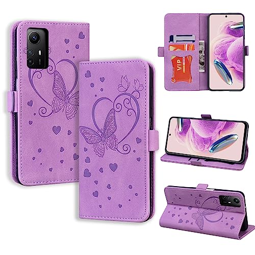 CASAFUNY Handyhülle für Xiaomi Redmi Note 12S 4G Hülle, PU Leder Tasche Cover mit Kartenfach Flip Case Magnetisch Klapphülle Schutzhülle für Xiaomi Redmi Note 12S, Violett von CASAFUNY