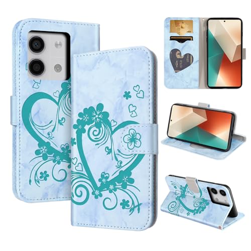 CASAFUNY Handyhülle für Xiaomi Redmi Note 13 5G Hülle Tasche PU Leder Flip Case Brieftasche Kartenfach Klapphülle Handytasche Case Schutzhülle für Xiaomi Redmi Note 13 5G, Grün von CASAFUNY