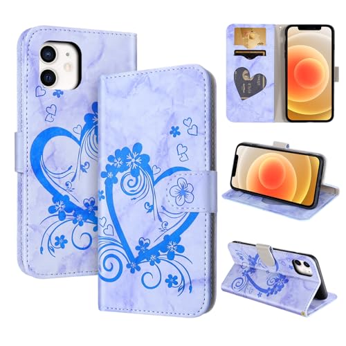 CASAFUNY Handyhülle für iPhone 12/iPhone 12 Pro, Flip Case aus PU-Leder und TPU mit Ständer, Kartenfach, Magnetverschluss, Blau von CASAFUNY