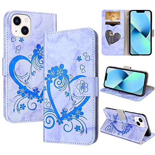 CASAFUNY Handyhülle für iPhone 13 Mini 5,4 Zoll (2021) Hülle Tasche PU Leder Flip Case Brieftasche Kartenfach Klapphülle Handytasche Case Schutzhülle für iPhone 13 Mini, Blau von CASAFUNY