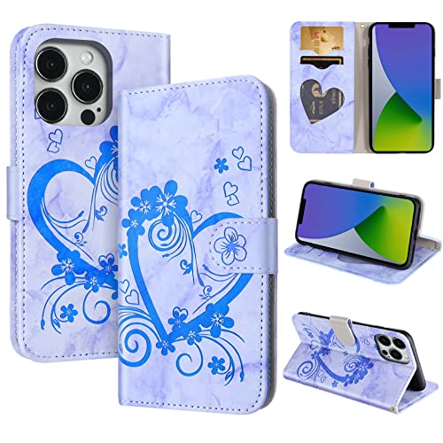 CASAFUNY Handyhülle für iPhone 14 Pro Hülle Tasche PU Leder Flip Case Brieftasche Kartenfach Klapphülle Handytasche Case Schutzhülle für iPhone 14 Pro 6,1 Zoll 2022, Blau von CASAFUNY