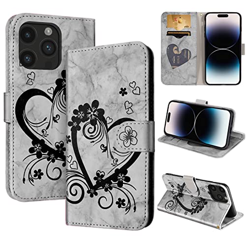 CASAFUNY Handyhülle für iPhone 14 Pro Max Hülle Tasche PU Leder Flip Case Brieftasche Kartenfach Klapphülle Handytasche Case Schutzhülle für iPhone 14 Pro Max, Schwarz von CASAFUNY