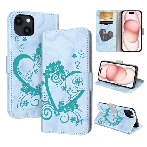 CASAFUNY Handyhülle für iPhone 15 Hülle Tasche PU Leder Flip Case Brieftasche Kartenfach Klapphülle Handytasche Case Schutzhülle für iPhone 15, Grün CASAFUNY Handyhülle für iPhone 15 Hülle Tasche PU Leder Flip Case Brieftasche Kartenfach Klapphülle Handytasche Case Schutzhülle für iPhone 15, Grün von CASAFUNY