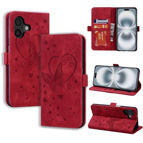 CASAFUNY Handyhülle für iPhone 16 Plus Hülle, PU Leder Tasche Cover mit Kartenfach Flip Case Magnetisch Klapphülle Schutzhülle für iPhone 16 Plus, rot CASAFUNY Handyhülle für iPhone 16 Plus Hülle, PU Leder Tasche Cover mit Kartenfach Flip Case Magnetisch Klapphülle Schutzhülle für iPhone 16 Plus, rot von CASAFUNY