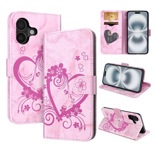 CASAFUNY Handyhülle für iPhone 16 Plus Hülle Tasche PU Leder Flip Case Brieftasche Kartenfach Klapphülle Handytasche Case Schutzhülle für iPhone 16 Plus, Rosa CASAFUNY Handyhülle für iPhone 16 Plus Hülle Tasche PU Leder Flip Case Brieftasche Kartenfach Klapphülle Handytasche Case Schutzhülle für iPhone 16 Plus, Rosa von CASAFUNY