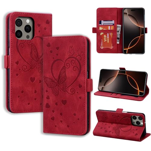 CASAFUNY Handyhülle für iPhone 16 Pro Max Hülle, PU Leder Tasche Cover mit Kartenfach Flip Case Magnetisch Klapphülle Schutzhülle für iPhone 16 Pro Max, rot CASAFUNY Handyhülle für iPhone 16 Pro Max Hülle, PU Leder Tasche Cover mit Kartenfach Flip Case Magnetisch Klapphülle Schutzhülle für iPhone 16 Pro Max, rot von CASAFUNY