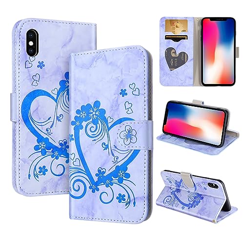 CASAFUNY Handyhülle für iPhone X Hülle, iPhone XS Hülle Tasche PU Leder Flip Case Brieftasche Kartenfach Klapphülle Handytasche Case Schutzhülle für iPhone XS/iPhone X, Blau von CASAFUNY