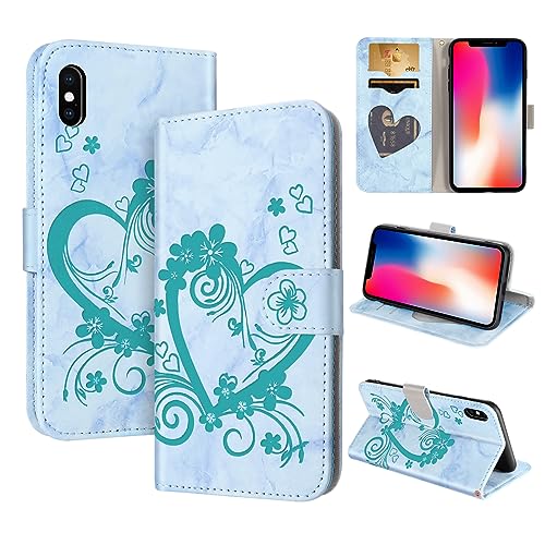 CASAFUNY Handyhülle für iPhone X Hülle, iPhone XS Hülle Tasche PU Leder Flip Case Brieftasche Kartenfach Klapphülle Handytasche Case Schutzhülle für iPhone XS/iPhone X, Grün von CASAFUNY