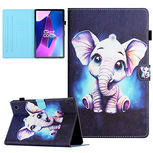 CASAFUNY Hülle für Lenovo Tab M10 (3rd Gen) 10,1 Zoll 2022 (TB-328FU/TB-328XU) Tablette Schutzhülle Hülle mit Auto Schlaf/Wach und Ständer Cover Case für Lenovo M10 (3. Generation),Großäugiger Elefant von CASAFUNY