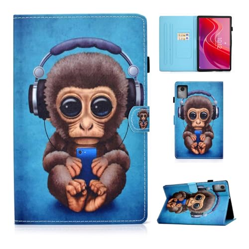 CASAFUNY Hülle für Lenovo Tab M11 (TB330) 11 Zoll 2024 PU Leder Schutzhülle Cover mit Auto Schlaf/Wach Tablette Case für Lenovo Tab M11 2024, Kopfhörer-AFFE von CASAFUNY