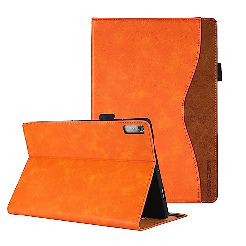 CASAFUNY Hülle für Lenovo Tab P11 (2nd Gen), Premium PU Leder Schutzhülle Book Cover mit Standfunktion Dokumentschlitze, Orange von CASAFUNY