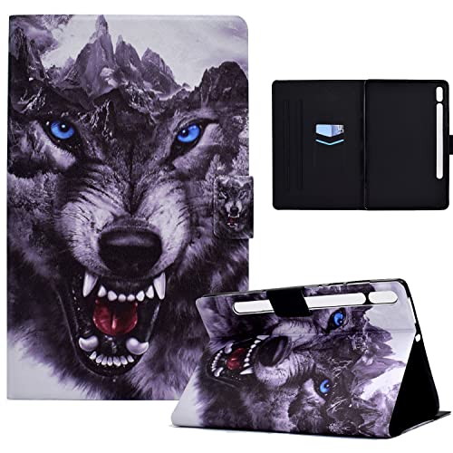 CASAFUNY Hülle für Lenovo Tab P12 12.7 Zoll 2023 mit Stifthalter, PU Leder Tablette Schützhülle Stand Folio Cover mit Auto Schlafen/Wachen Tablet Case für Lenovo Tab P12 2023, perro Lobo von CASAFUNY