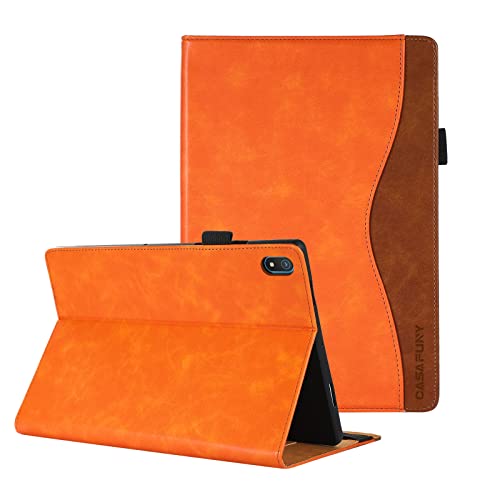CASAFUNY Hülle für Nokia T20 10,4" (TA-1392/TA-1394/TA-1397), Premium PU Leder Schutzhülle Book Cover mit Standfunktion Dokumentschlitze für 10.4 Zoll Nokia T20 Tablet 2021, Orange von CASAFUNY