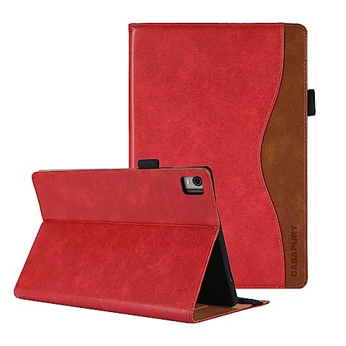 CASAFUNY Hülle für Nokia T21 Tablet 2022, Premium PU Leder Schutzhülle Book Cover mit Standfunktion Dokumentschlitze für Nokia T21 10,4" (TA-1495,TA-1521,TA-1505,TA-1487), Rot von CASAFUNY
