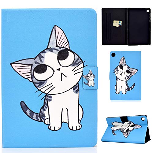 CASAFUNY Hülle für Samsung Galaxy Tab A8 10,5" 2022/2021 (SM-X200/SM-X205/SM-X207), PU Leder Tablette Schützhülle Multi-Winkel Ständer Cover Case für Samsung Galaxy Tab A8 2022/2021, Blaue Katze von CASAFUNY