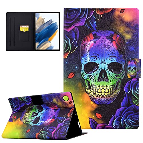CASAFUNY Hülle für Samsung Galaxy Tab A8 10.5 Zoll 2021(SM-X205/SM-X200) Tablette Schutzhülle Ultradünne Hülle mit Ständer und Kartenschlitz Cover Case für Samsung Galaxy Tab A8 2021, Totenkopf von CASAFUNY