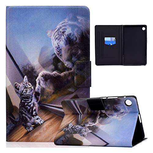 CASAFUNY Hülle für Samsung Galaxy Tab A8 2022/2021 PU Leder Schutzhülle Cover mit Standfunktion Wallet Cover Case für Samsung Galaxy Tab A8 10.5" (SM-X200/X205/X207) Tablet, Katze und Tiger von CASAFUNY