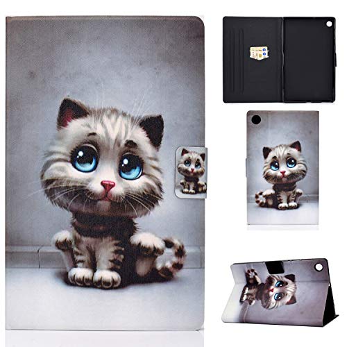 CASAFUNY Hülle für Samsung Galaxy Tab A8 2022/2021 PU Leder Schutzhülle Cover mit Standfunktion Wallet Cover Case für Samsung Galaxy Tab A8 10.5" (SM-X200/X205/X207) Tablet, Träge Katze von CASAFUNY