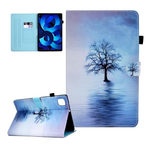 CASAFUNY Hülle für iPad Air 11 Zoll M2 2024 iPad Air 6/ iPad Air 5. Generation 2022/ iPad Air 4. Generation 2020 10.9 Zoll PU Leder Tablette Schützhülle Multi-Winkel Ständer Cover Case, Baum im Wasser von CASAFUNY