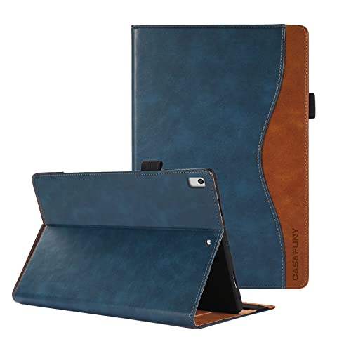 CASAFUNY Hülle für iPad Air 2/Air 1/iPad 9,7 Zoll 2018/2017 (5./6. Generation), PU Leder Schutzhülle Case Cover Dokumentschlitze für iPad 5/6/Air 2/Air 1, mit Auto Schlaf/Wach Funktion, Blau von CASAFUNY