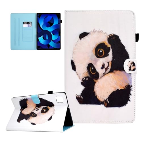 CASAFUNY Hülle für iPad Air 5 Generation 2022 Hülle/iPad Air 4 Generation 2020 Hülle 10,9 Zoll und iPad Pro 11 2018 PU Leder Tablette Schützhülle Multi-Winkel Ständer Cover Case, Winkender Panda von CASAFUNY