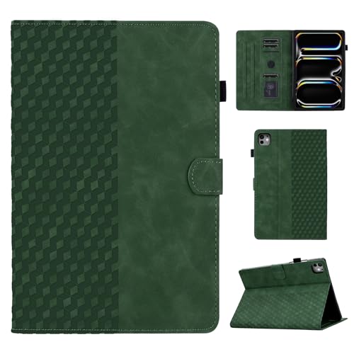 CASAFUNY Hülle für iPad Pro 11 2024, PU Leder Tablette Schützhülle Multi-Winkel Ständer Cover Case mit Auto Schlaf/Wach für iPad Pro 11 2024 Tablette, Grün von CASAFUNY