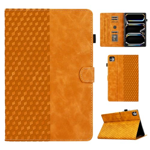 CASAFUNY Hülle für iPad Pro 11 2024, PU Leder Tablette Schützhülle Multi-Winkel Ständer Cover Case mit Auto Schlaf/Wach für iPad Pro 11 2024 Tablette, Orange von CASAFUNY