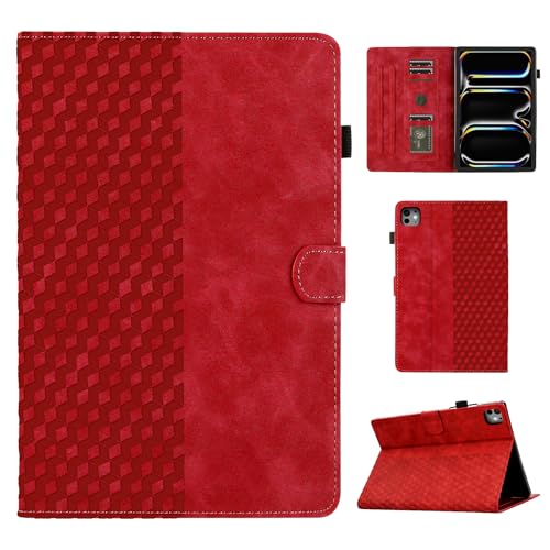 CASAFUNY Hülle für iPad Pro 11 2024, PU Leder Tablette Schützhülle Multi-Winkel Ständer Cover Case mit Auto Schlaf/Wach für iPad Pro 11 2024 Tablette, Rot von CASAFUNY