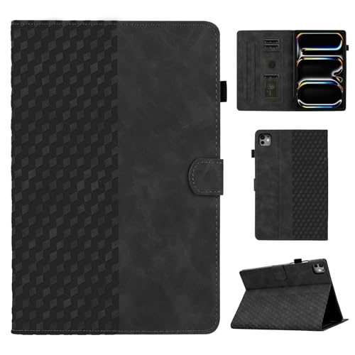 CASAFUNY Hülle für iPad Pro 11 2024, PU Leder Tablette Schützhülle Multi-Winkel Ständer Cover Case mit Auto Schlaf/Wach für iPad Pro 11 2024 Tablette,Schwarz von CASAFUNY